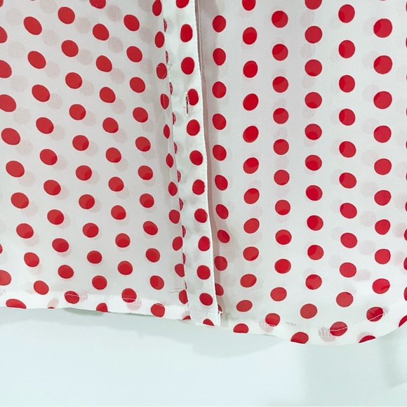 Allegra K Red White Polka Dot Blouse Top Size Medium - Picture 7 of 12
